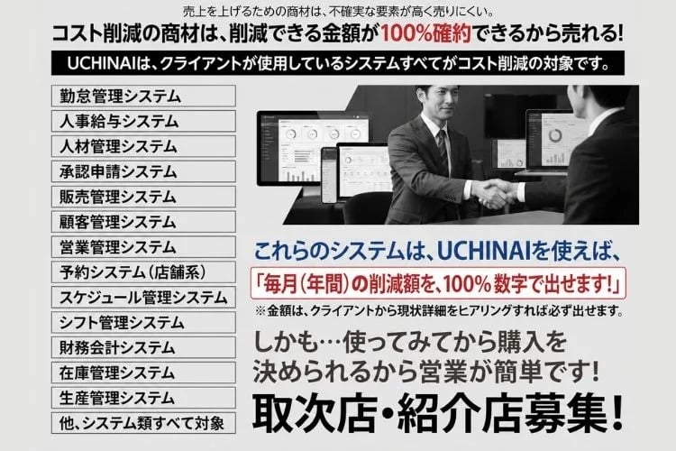 「業務システムのコスト削減サービス」販売パートナー募集イメージ